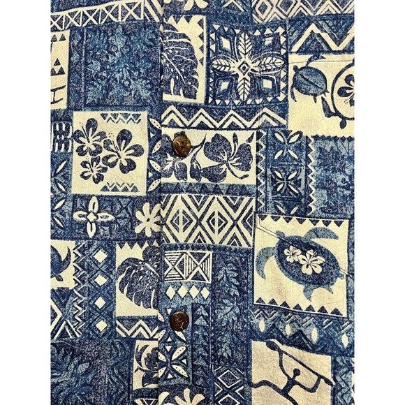 Royal Creations Hawaiian Made Shirt Blue Floral Sea Turtle Ocean Print Men’s L - Picture 4 of 5